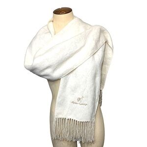 Alpaca Camargo Ivory Peruvian Scarf Soft Fuzzy Alpaca Wool Fringed Embroidered